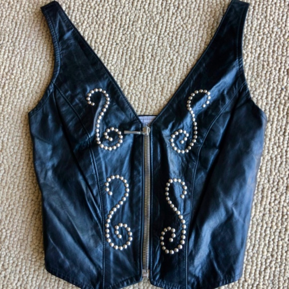 Chrome By Carrie Basham Tops - NWT Biker Leather Halter w/ Studs - Chrome by Carrie Basham